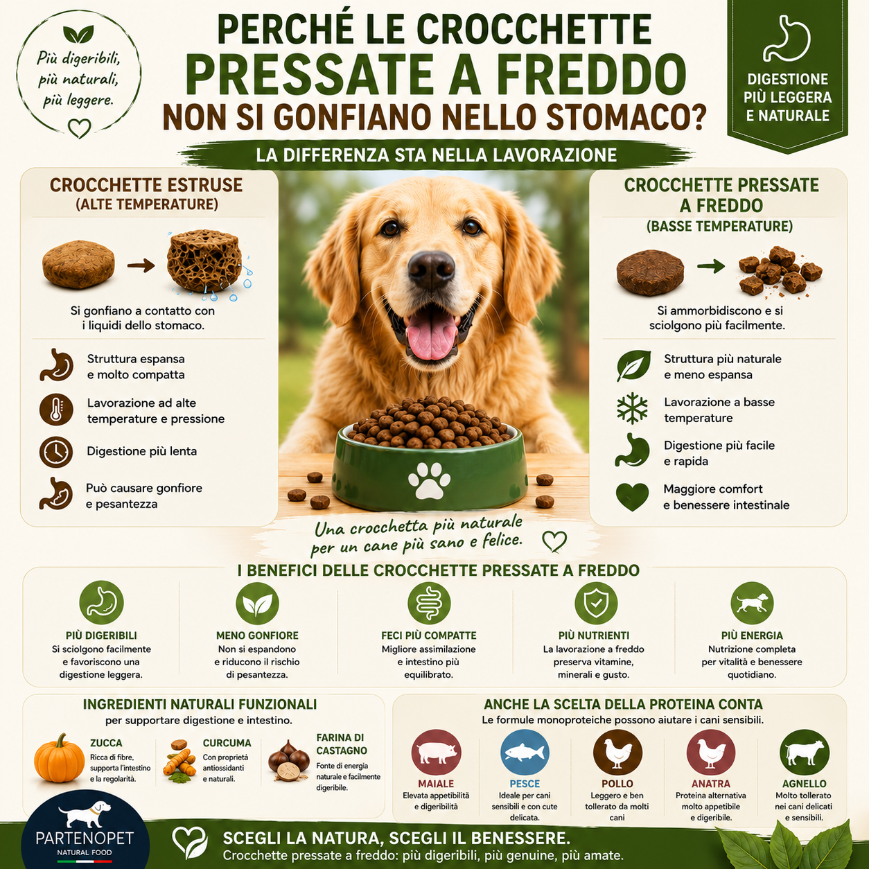 Perché le Crocchette Pressate a Freddo Non Si Gonfiano nello Stomaco