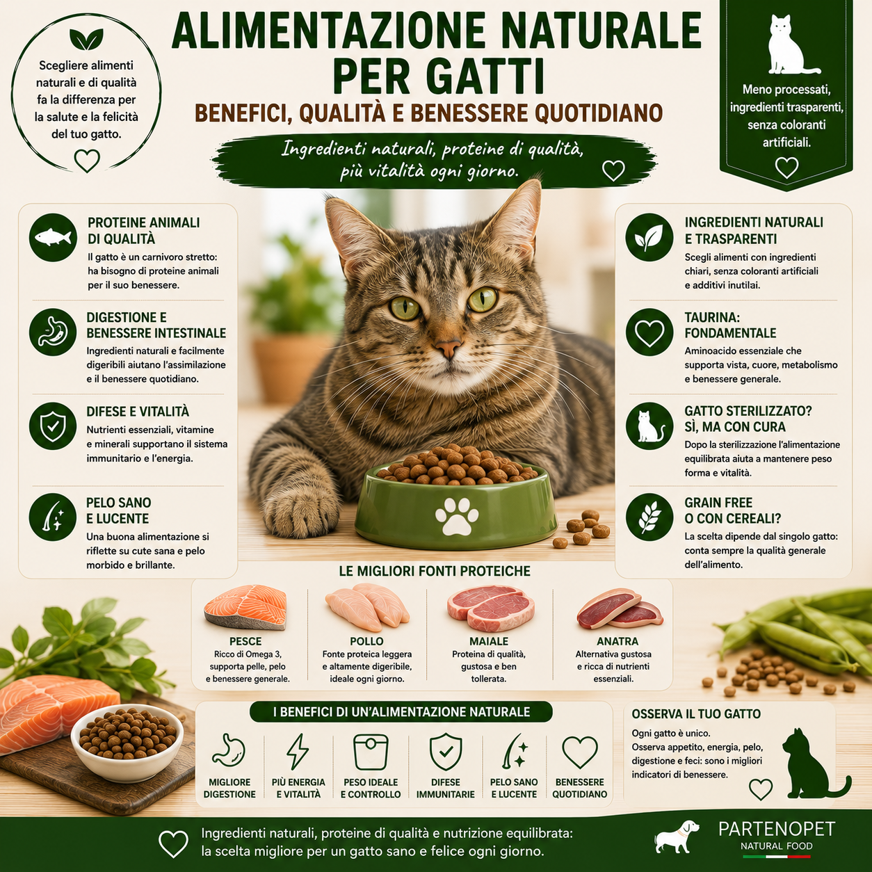 Alimentazione naturale per gatti