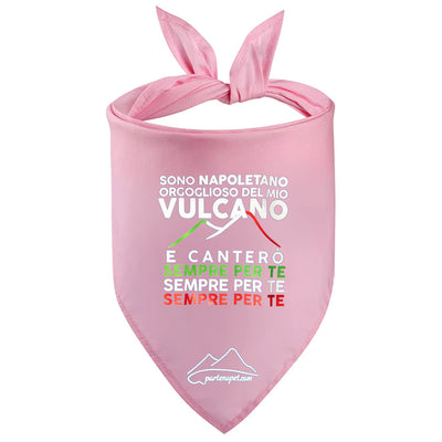 Bandana per cani con la scritta "Sono Napoletano orgoglioso del mio vulcano e canterò per te, sempre per te, sempre per te" colore rosa
