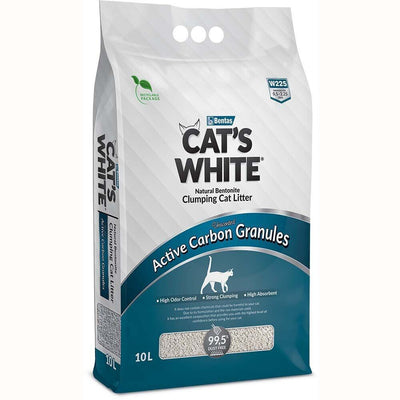 Busta di lettiera agglomerante per gatti con carboni attivi marca Cat's White da 10 L