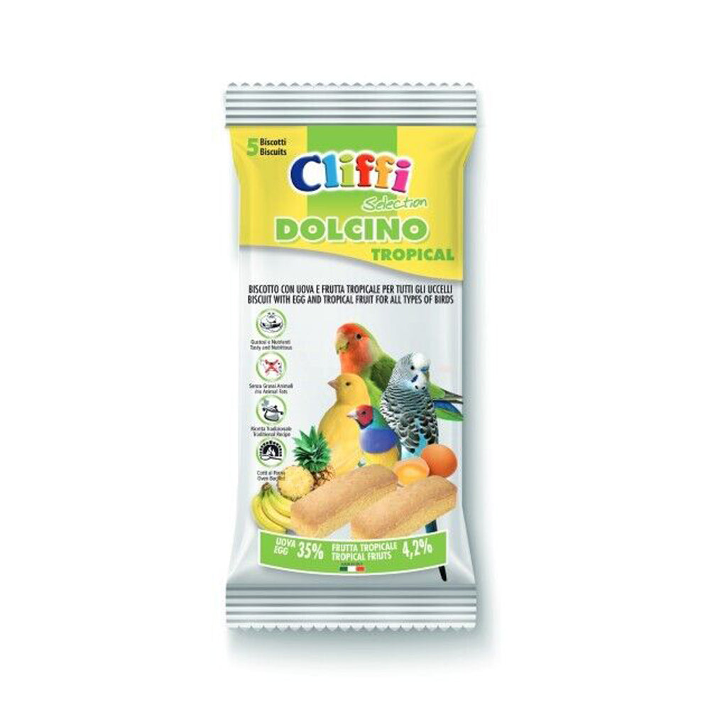 Cliffi Dolcino Tropical Biscotto per tutti gli Uccelli con Uova e Frutta 35 g - Partenopet