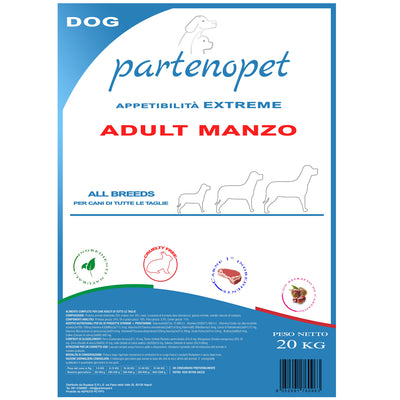 Sacco di crocchette per cani da 20 kg Partenopet al manzo