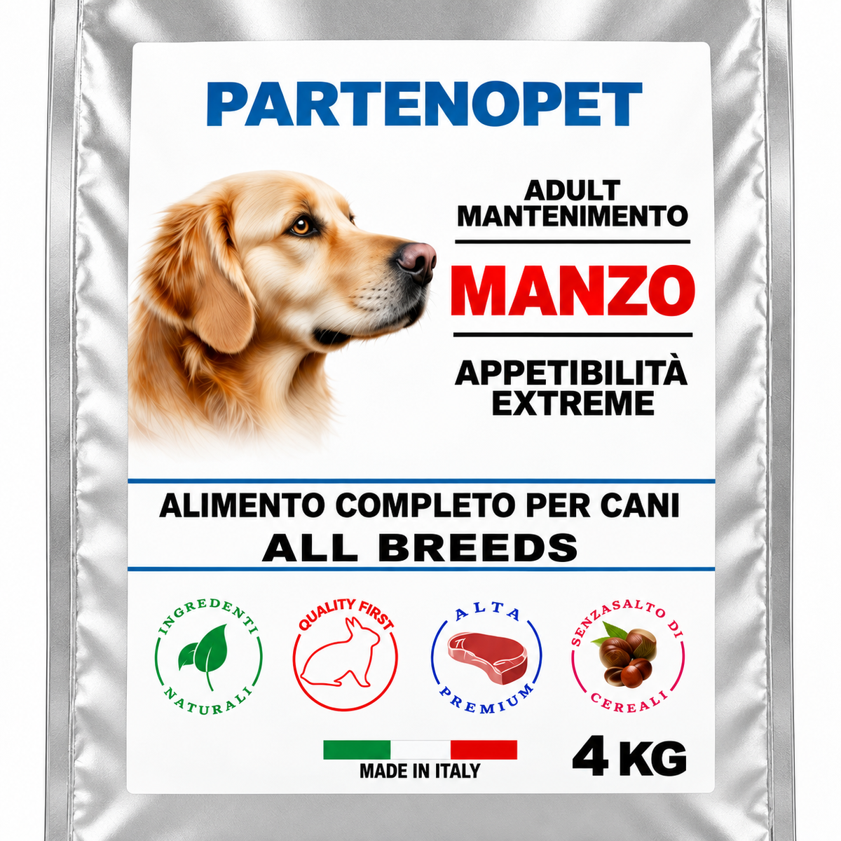 Dettaglio della confezione Partenopet Dog Adult Manzo Adult Mantenimento da 4 kg