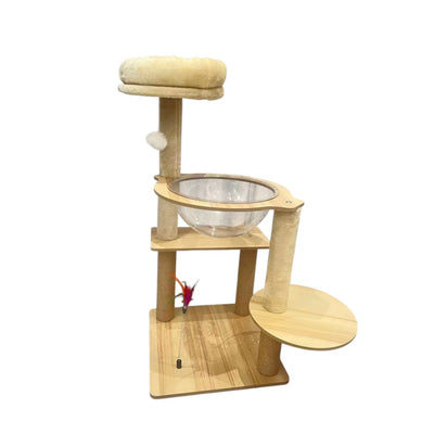 Tiragraffi per Gatti in Legno con Capsule Trasparenti | Cottecota Cat Tree 40 × 40 × 70 cm - Partenopet