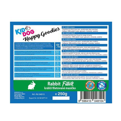 Busta di snack per cani al coniglio Kid Dog da 250 g