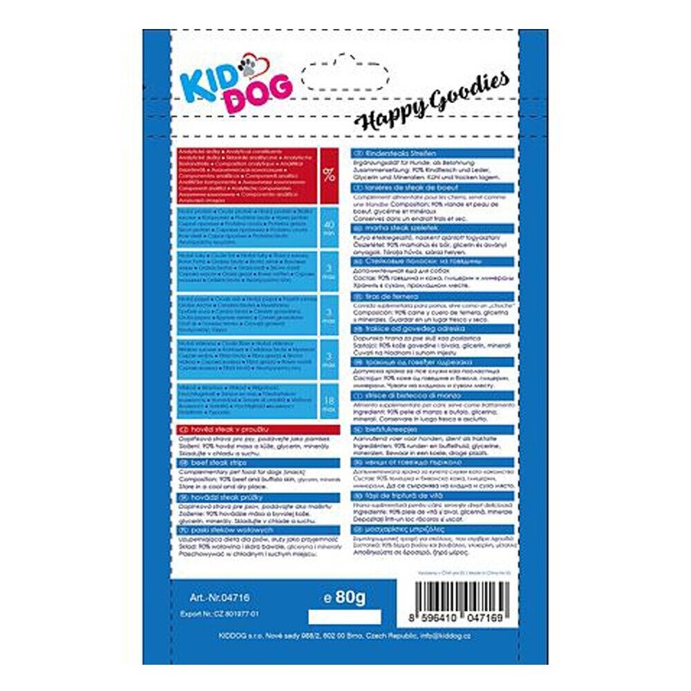 Busta di snack per cani strisce essiccate di manzo Kid Dog 80 g