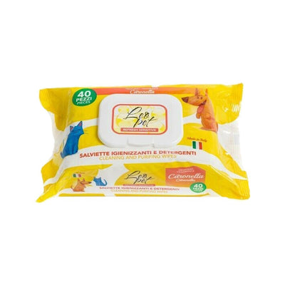 Confezione di salviette per cani e gatti alla citronella Leo Pet da 40 salviette