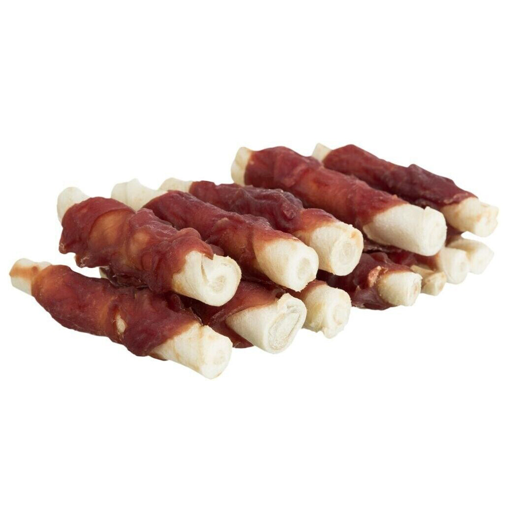 Busta di snack per cani mini sticks di pelle di bufala arrotolati con anatra essiccata Life da 500 g
