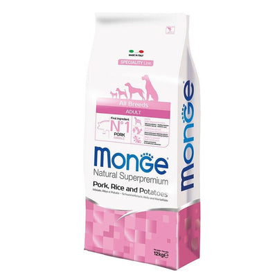 Busta di crocchette per cani di tutte le taglie con maiale riso e patate Monge