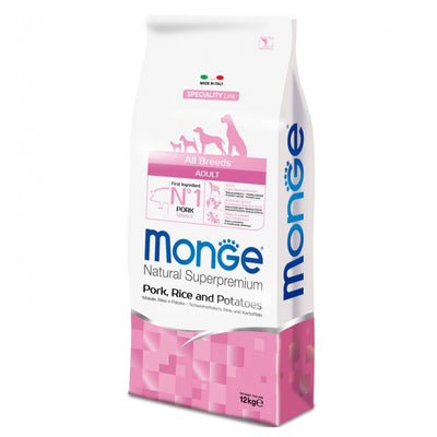 Busta di crocchette per cani cuccioli con maiale riso e patate Monge