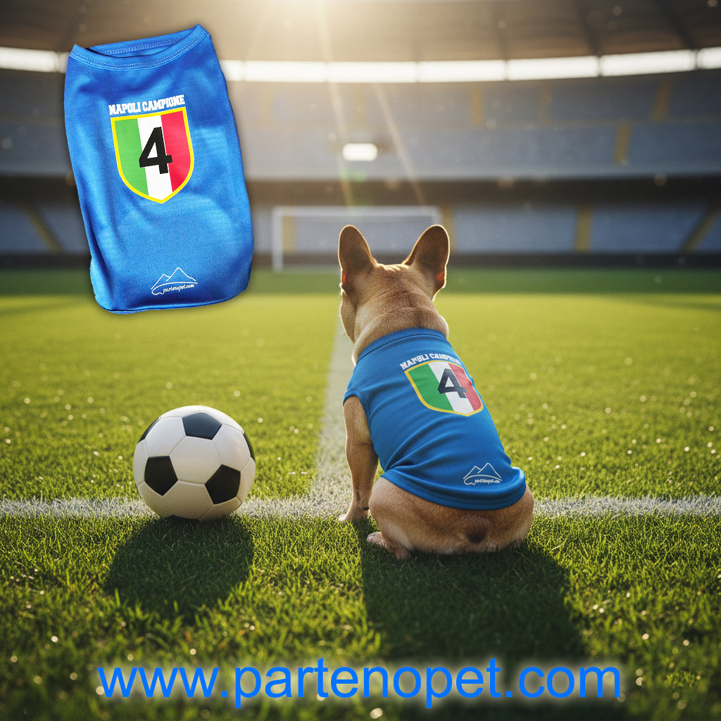 Maglia Napoli 4° Scudetto per Cani – Celebra i Campioni con il Tuo Tifoso Fedele - Partenopet