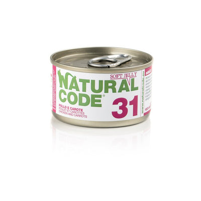 Scatoletta di alimento umido per gatti pollo e carote Natural Code da 85 g