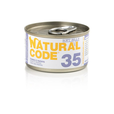 Scatoletta di alimento umido per gatti con tonno e papaya Natural Code da 85 g