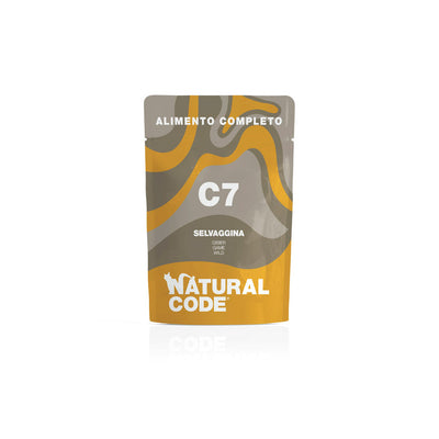 Natural Code C07 Selvaggina alimento umido completo per gatti adulti bustina 70 g con selvaggina e zucchine