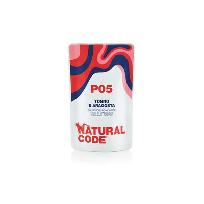 Natural Code P05 Tonno e Aragosta alimento umido completo per gatti adulti bustina da 70 g con tonno Skipjack, aragosta e riso