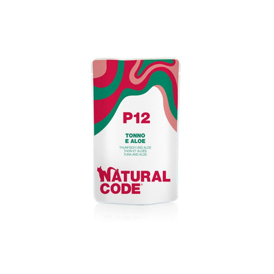 Natural Code P12 Tonno e Aloe alimento complementare per gatti adulti bustina da 70 g con 58% tonno, aloe e riso