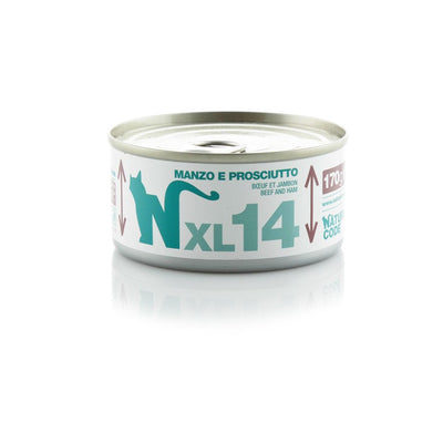 Natural Code XL14 Manzo e Prosciutto 170 g alimento complementare per gatti adulti in lattina disponibile su Partenopet.