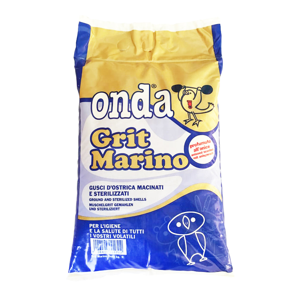 GRIT MARINO "ONDA": Lettiera Sabbia Naturale Integratore con Gusci d'Ostrica per Volatili 5 kg - Partenopet