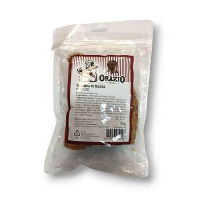 Busta di Trachee di manzo essiccate per cani marca Orazio da 120 g