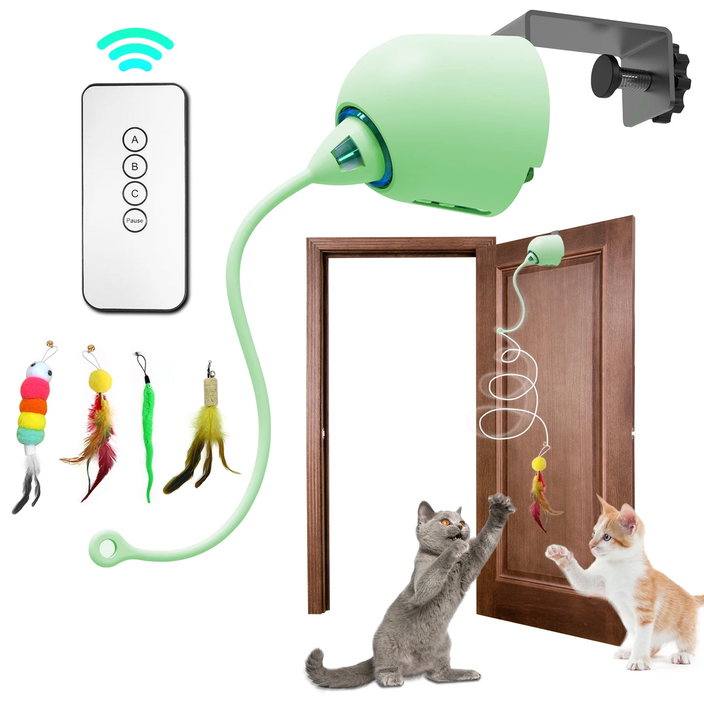 Giocattolo Interattivo Elettrico per Gatti con Piume | Cat Teaser Automatico da Appendere
