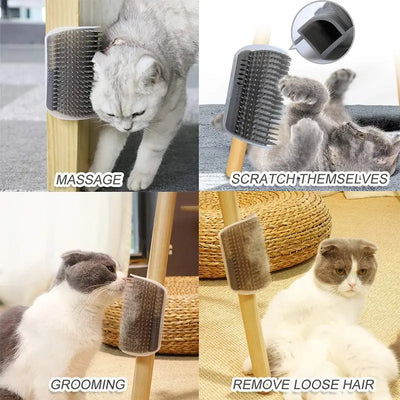 Spazzola Massaggiante ad Angolo per Gatti | Cat Corner Brush con Raccogli Pelo Rimovibile - Partenopet