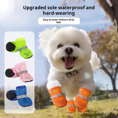 Scarpe Protettive per Cani Traspiranti e Antiscivolo | Set da 4 Stivaletti Riflettenti per Cani di Piccola e Media Taglia