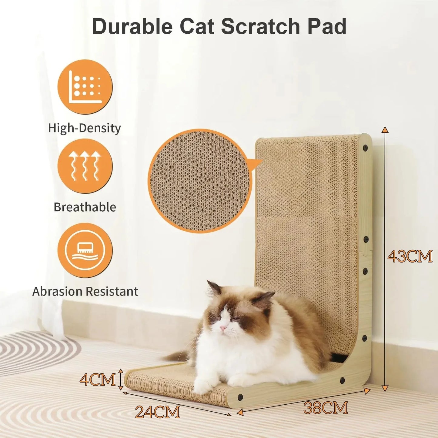 Tiragraffi per Gatti in Cartone a Forma di L | Graffiatoio Resistente con Gioco Integrato