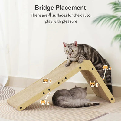Tiragraffi per Gatti in Cartone a Forma di L | Graffiatoio Resistente con Gioco Integrato - Partenopet