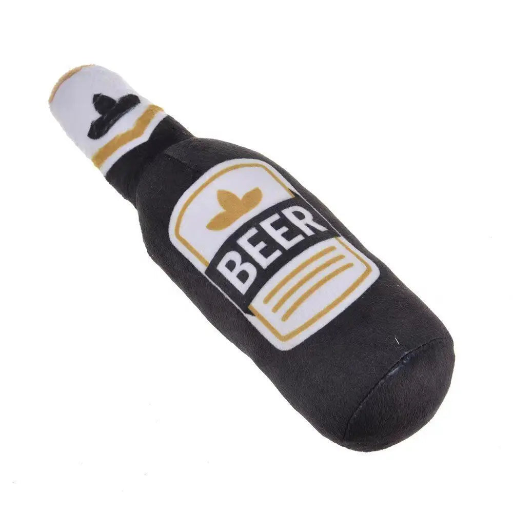 Gioco Peluche per Cani a Forma di Bottiglia di Birra | Gioco per Cani con Squeaky - Partenopet