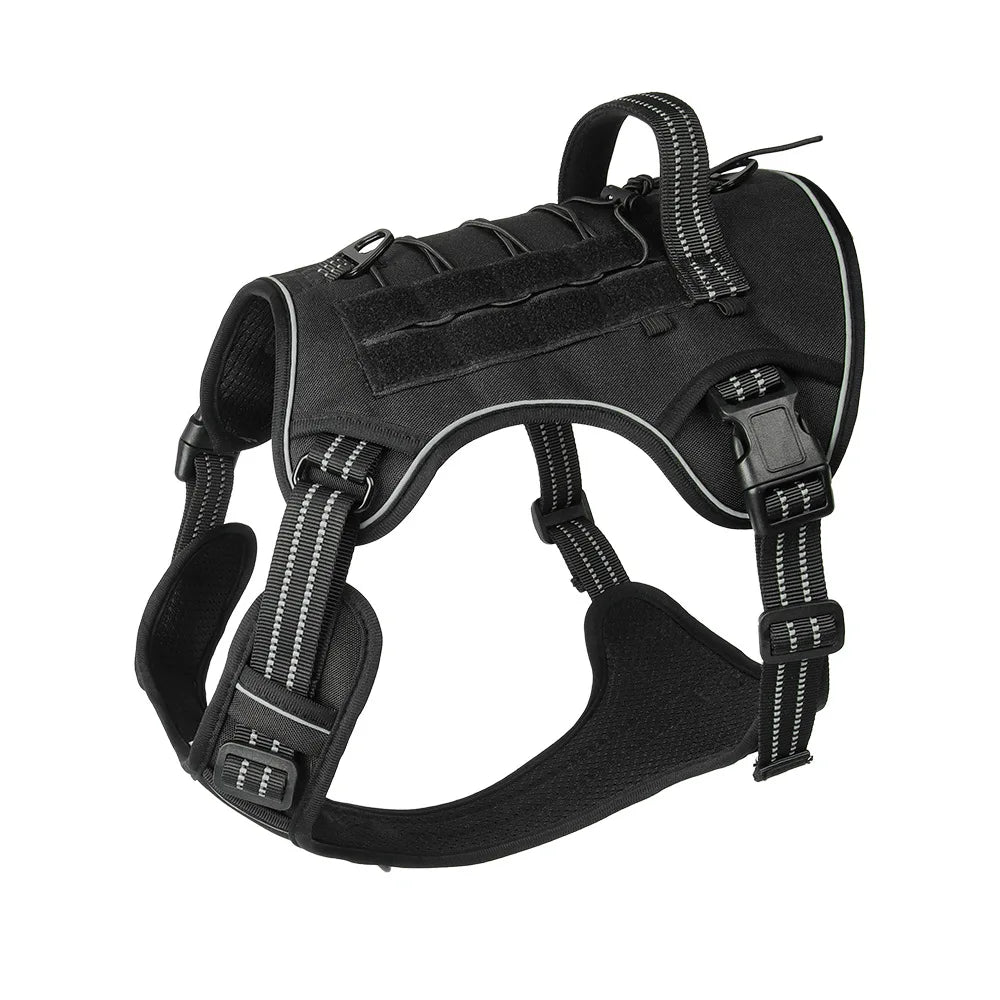 Pettorina Tattica per Cani – Imbracatura Professionale Anti-Tiro, Riflettente, Regolabile e con Maniglia di Controllo - Partenopet