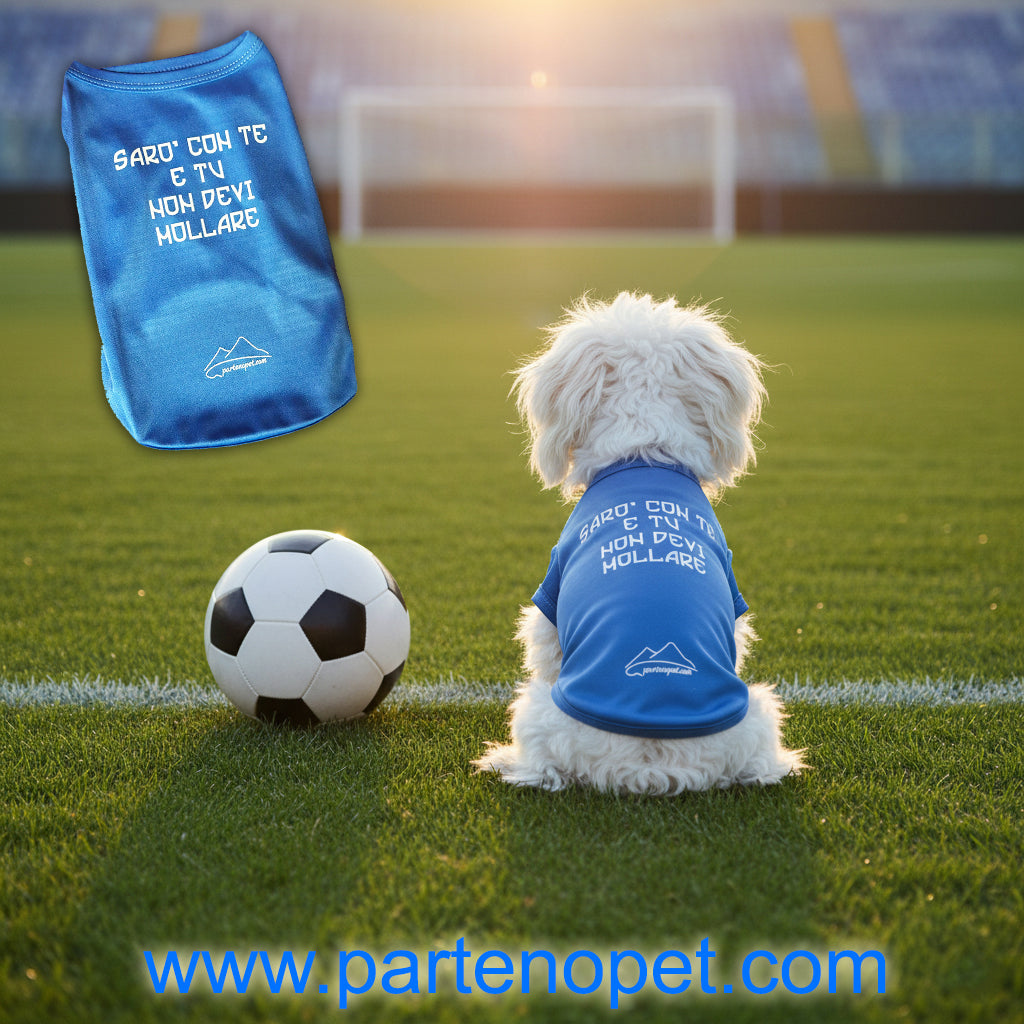 Maglia Napoli "Sarò con te e tu non devi mollare" per Cani Tifosi - 5 Taglie - Partenopet