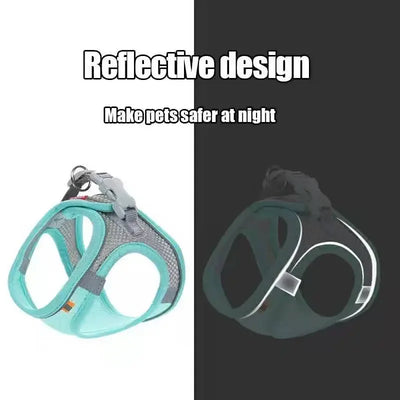 Pettorina Regolabile per Cani e Gatti con Guinzaglio | Set Harness Vest Traspirante Riflettente - Partenopet
