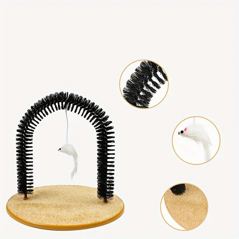 Spazzola ad Arco per Gatti con Tiragraffi e Topolino | Cat Arch Self Grooming & Massage Toy