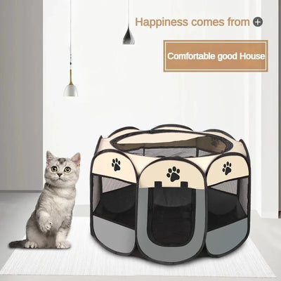 Recinto Pieghevole per Cani e Gatti | Box Ottagonale in Tessuto Oxford Traspirante e Portatile