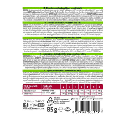 Bustina di alimento umido per gatti bocconcini di salmone in salsa Trainer da 85 g