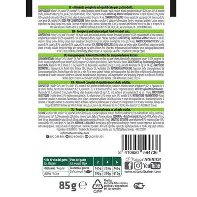 Bustina di alimento umido per gatti straccetti di tacchino con verdure Trainer da 85 g