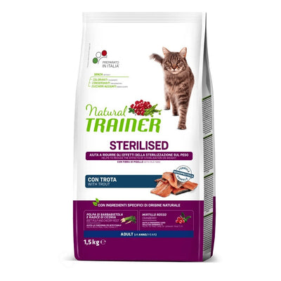 Busta di crocchette per gatti sterilizzati alla trota Trainer 1,5 kg