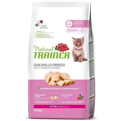 Busta di crocchette per gatti cuccioli al pollo Trainer da 1,5 kg