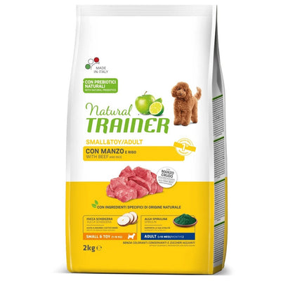 Busta di crocchette per cani di piccola taglia al manzo Trainer da 2 kg