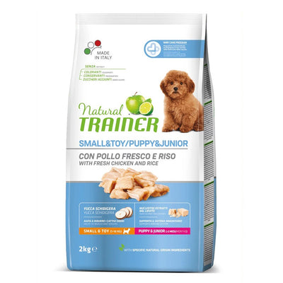 Busta di crocchette per cani cuccioli di piccola taglia al pollo Trainer da 2 kg