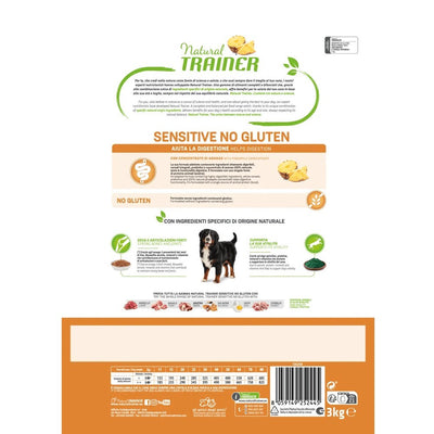 Busta di crocchette per cani all'anatra Trainer Sensitive da 3 kg