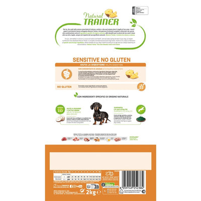Busta di crocchette per cani di taglia piccola all'anatra Trainer Sensitive da 2 kg