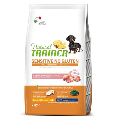 Busta di crocchette per cani di taglia piccola con maiale Trainer Sensitive da 2 kg