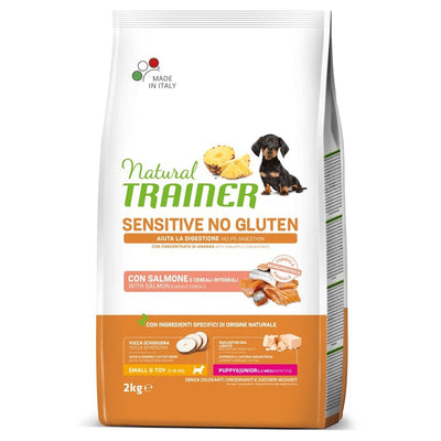 Busta di crocchette per cani cuccioli di taglia piccola al salmone Trainer Sensitive da 2 kg