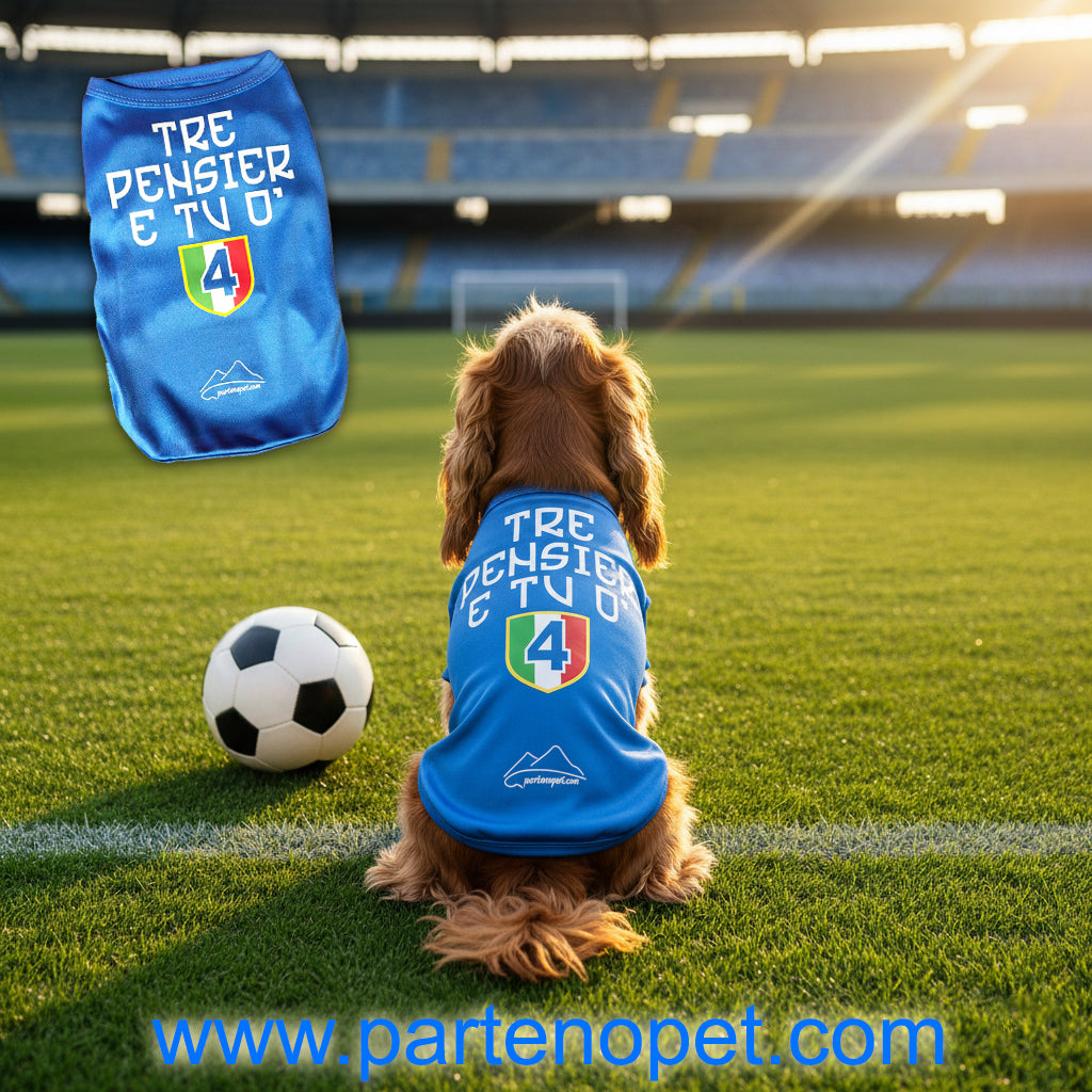 Maglia Napoli 4° Scudetto per Cani " Tre Pensieri e Tu O' " – Celebra i Campioni - Partenopet