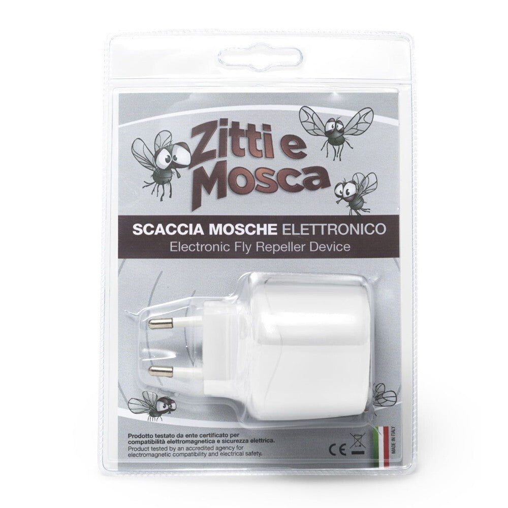Dispositivo ad ultrasuoni a corrente per allontanare le mosche Ueber Zitti e Mosca