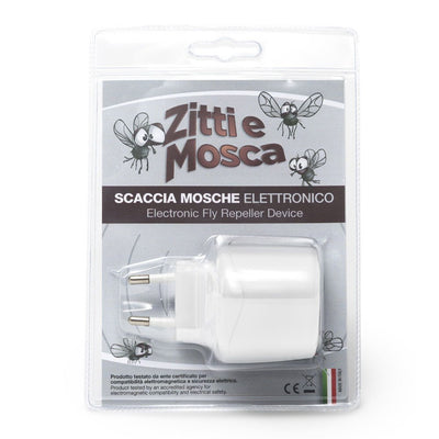 Dispositivo ad ultrasuoni a corrente per allontanare le mosche Ueber Zitti e Mosca