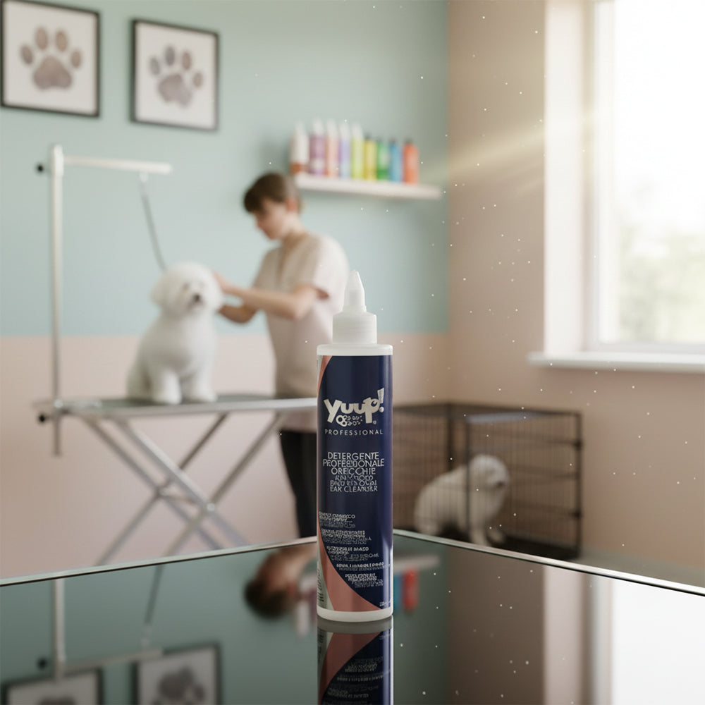 Flacone professionale Yuup Detergente Orecchie da 250ml per cani e gatti, detergente auricolare senza alcool con ingredienti naturali antisettici