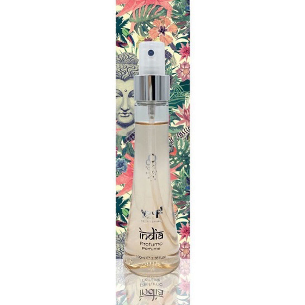 Flacone da 100ml di Yuup Profumo India per cani e gatti, fragranza professionale esotica con note di incenso e gelsomino indiano.