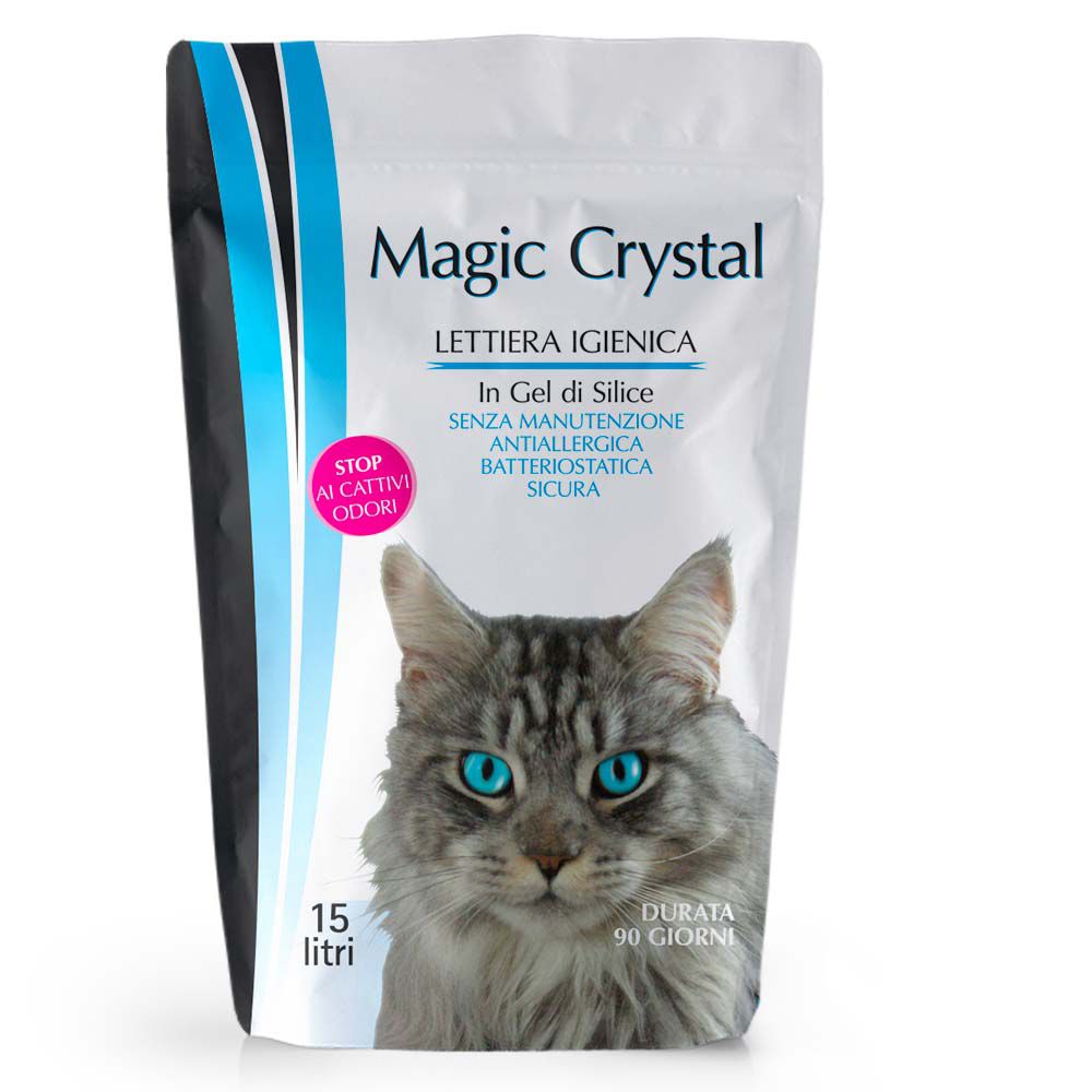 Magic Crystal Lettiera Gel di Silice 15L | Antiallergica, Batteriostatica | Senza Profumo - Partenopet